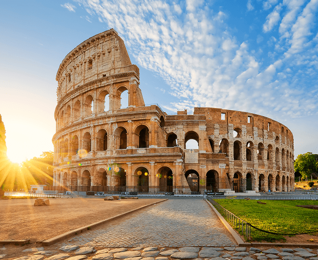 Iconic Colosseum under a clear sky