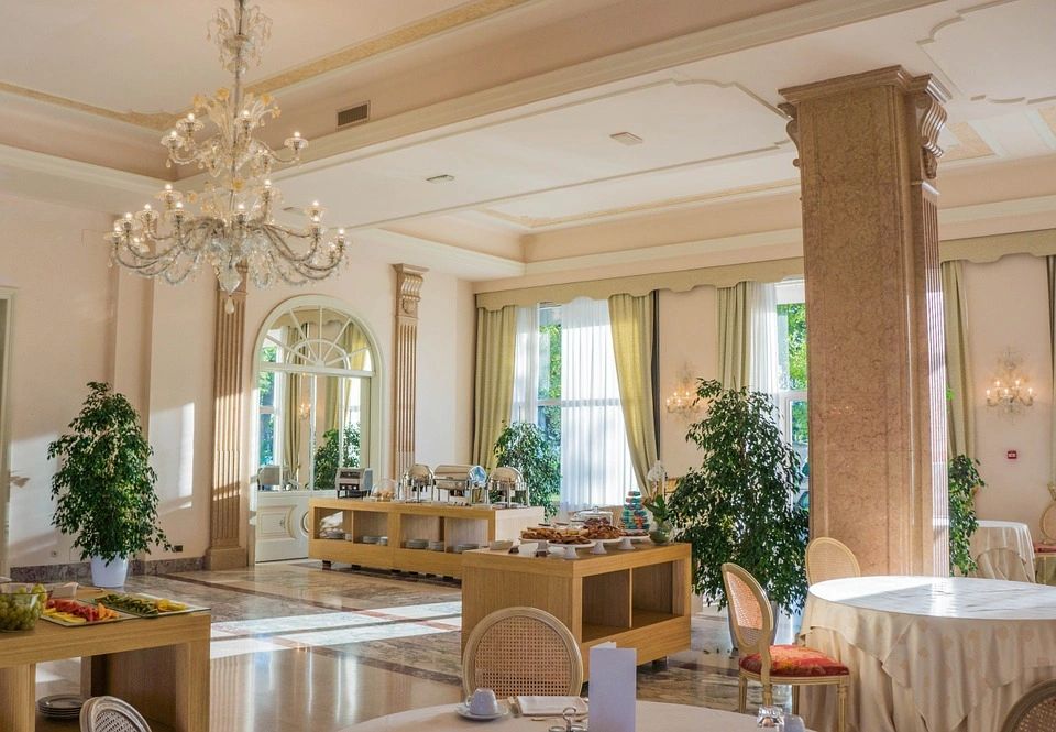 Luxurious dining area with buffet tables